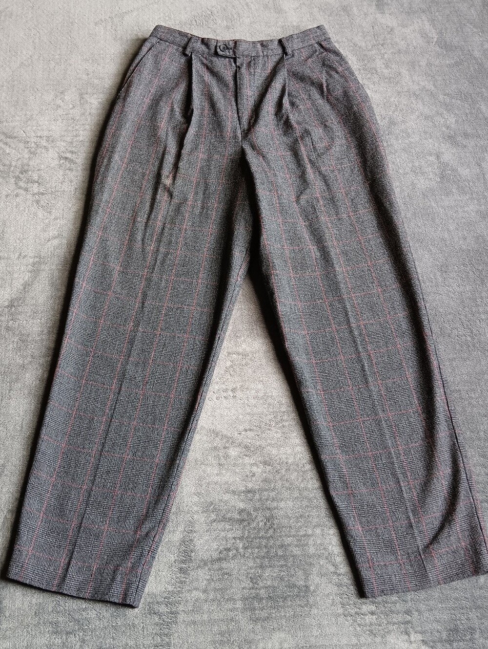 Vintage Academia Gray Plaid Tailored Trousers, Jaclyn Smith Size 10 Office Pants